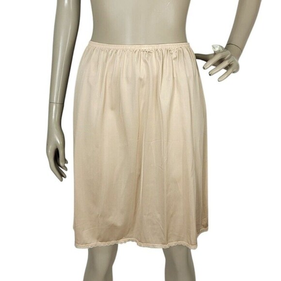 Vintage Vanity Fair Beige Half-Slip Skirt Lace Trim Med 20" NEW Deadstock NOS - Picture 1 of 8